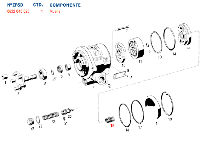 Resorte bomba hidraulica tapa ext. bomba dir. hid. 7677 scania - Imagen principal