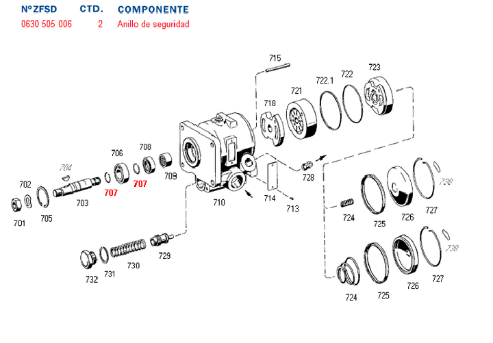 Seguro bomba hidraulica eje bomba dir. hid. 7673 g.m. m.benz - Imagen principal