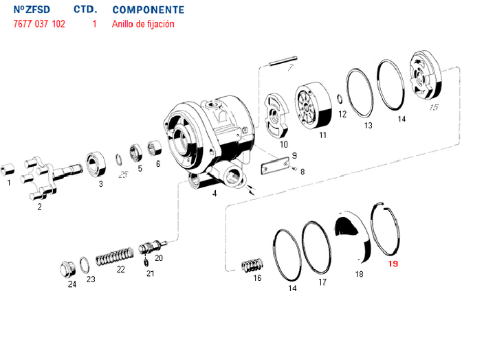 Seguro bomba hidraulica tapa bomba dir. hid. 7677 scania - Imagen principal