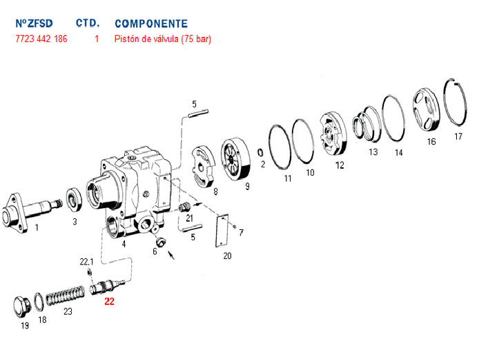 Valvula bomba hidraulica 7671 vw. santana - Imagen principal