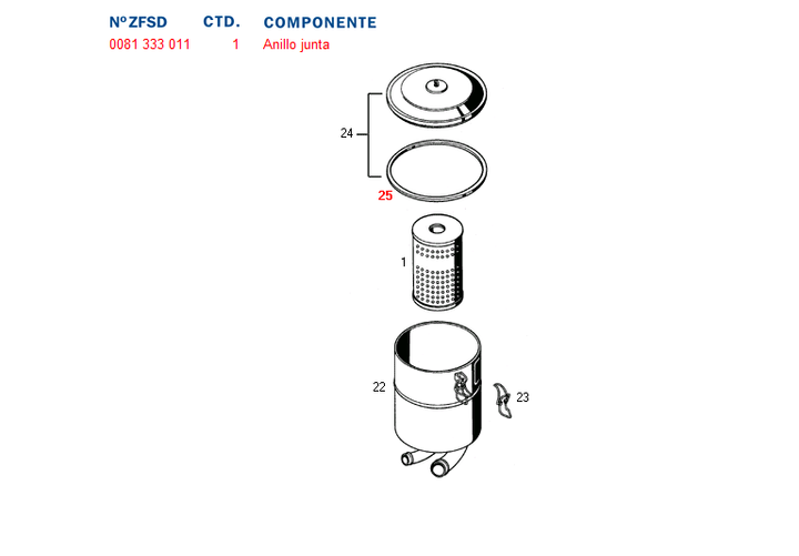 Junta tapa deposito liquido dir. hid. -gm-ford- ant. 0770/031/583 - Imagen principal
