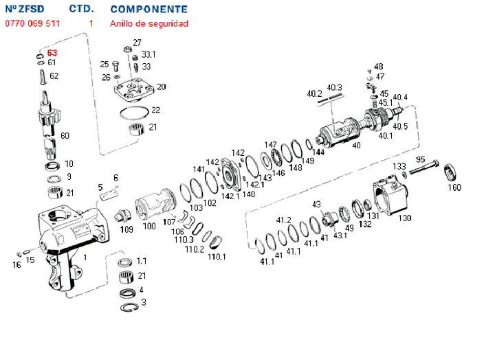Seguro caja direccion seegel tornillo de sector 8053 ford g.m - Imagen principal