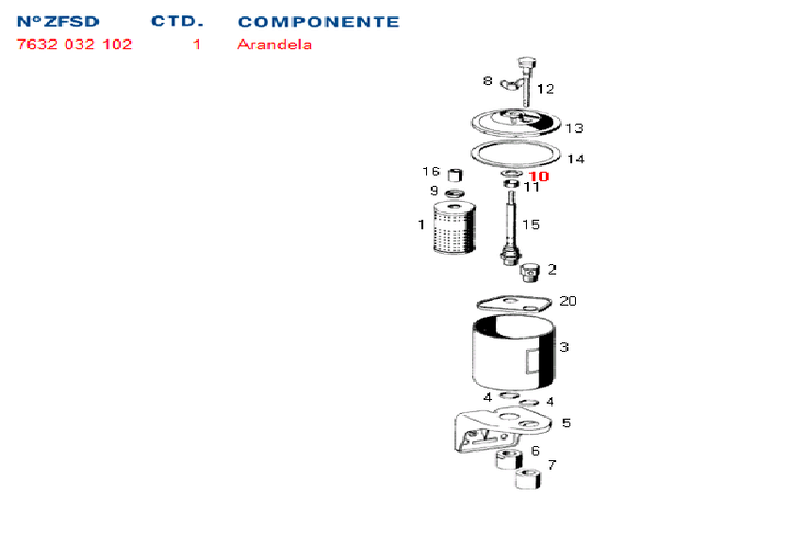 Arandela cd eje portafiltro deposito liquido dir. hid. 0081-7632 - Imagen principal