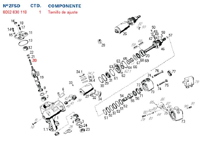Tornillo ajuste sector caja dir. hid. 8053 ford gm - Imagen principal