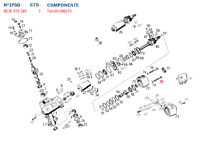 Tornillo carcaza valvula de sin fin 8 x 70 8053 gm ford - Imagen principal