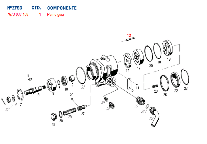Pino bomba hidraulica guia de exentrica volvo 7673 - Imagen principal