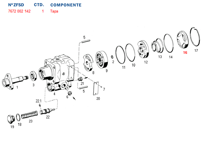 Tapa ext. bomba dir. hid. ford 7671-7673 vw 7671 - Imagen principal