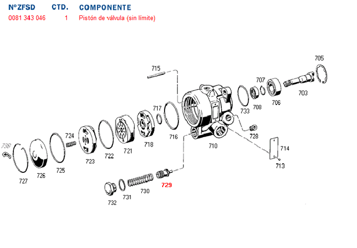 Piston bomba hidraulica neutralizador bomba dir. hid. 7673 volvo - Imagen principal