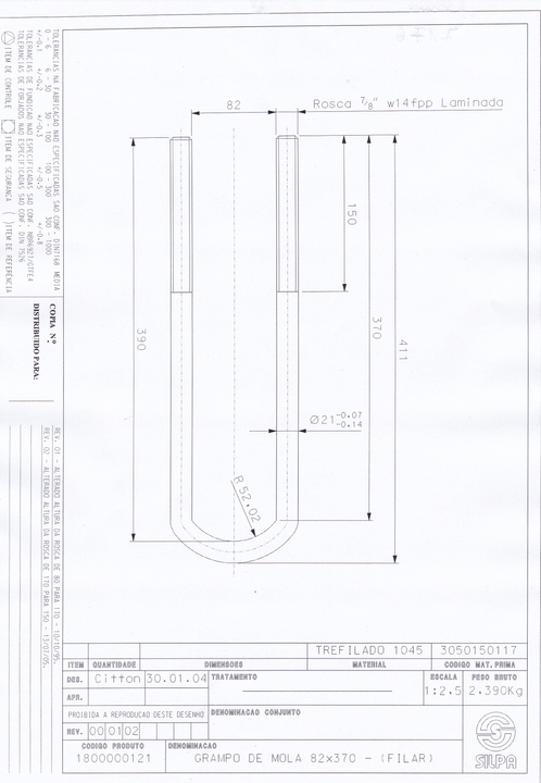 Abrazadera elastico sin tuercas 411 x 82 rosca 150mm - Vista 2