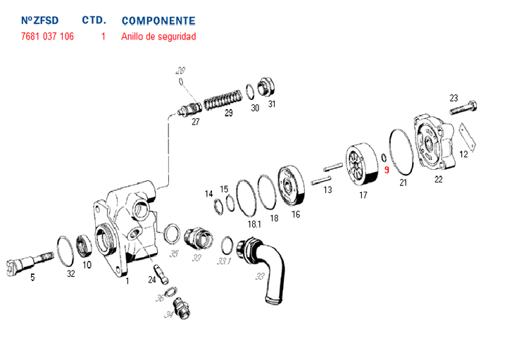 Seguro bomba hidraulica eje bomba dir. hid. fn4 - Imagen principal