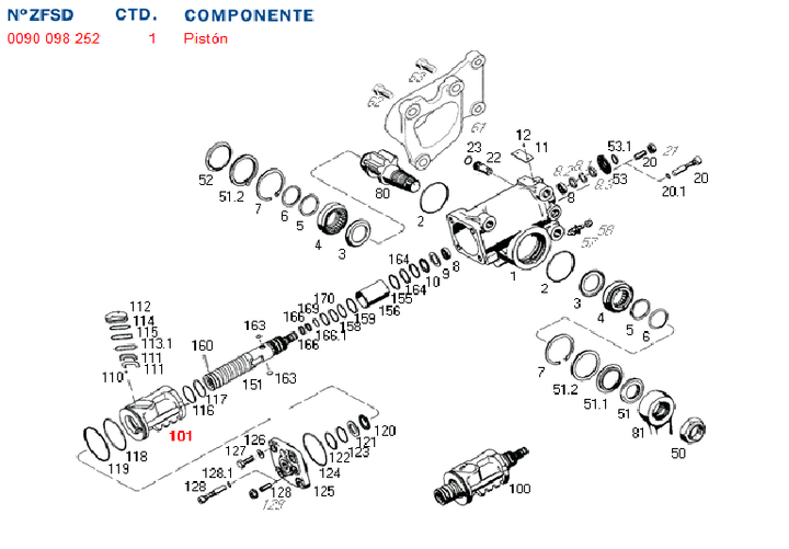 Piston caja direccion caja dir. hid. 8090 vw y agrale - Imagen principal
