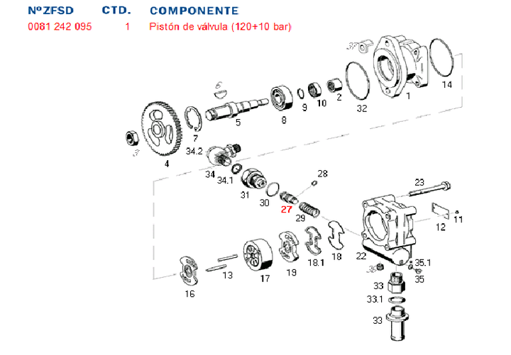 Piston bomba hidraulica valvula bomba dir. hid. 130+10 bar - Imagen principal