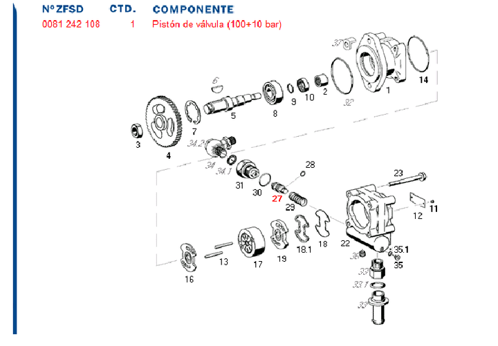 Piston bomba hidraulica valvula bomba dir. hid. 120+10 bar - Imagen principal