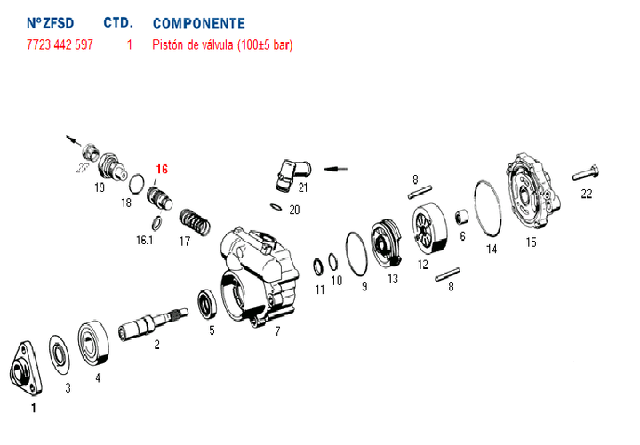 Valvula bomba hidraulica 100+/-5 bar 7691 - Imagen principal