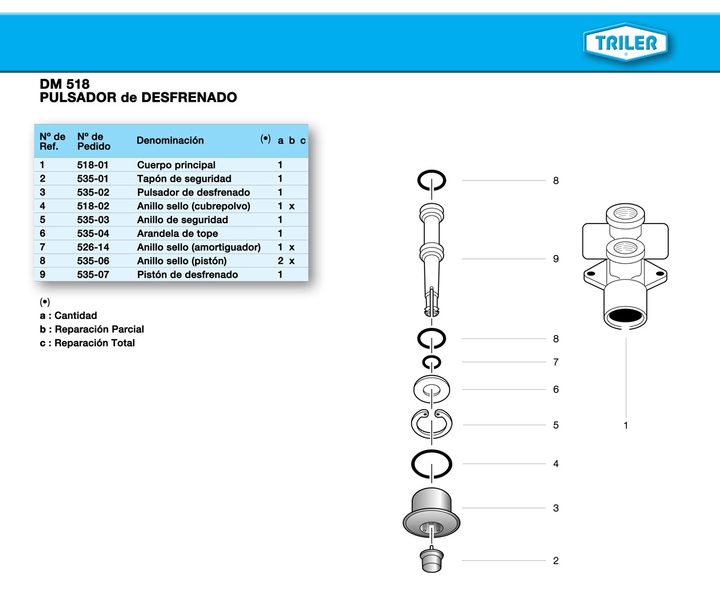 Rep valv pulsador desfrenado spring brake completa - Imagen principal