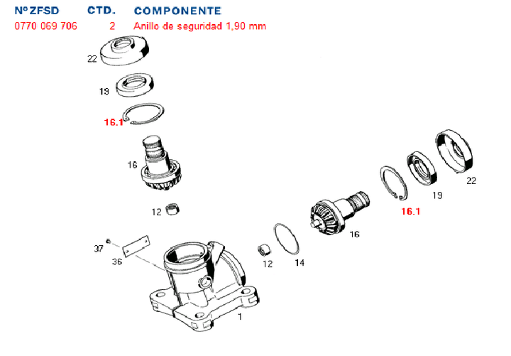 Seguro caja direccion ajuste 2.05 mm caja angular 7860 - Imagen principal