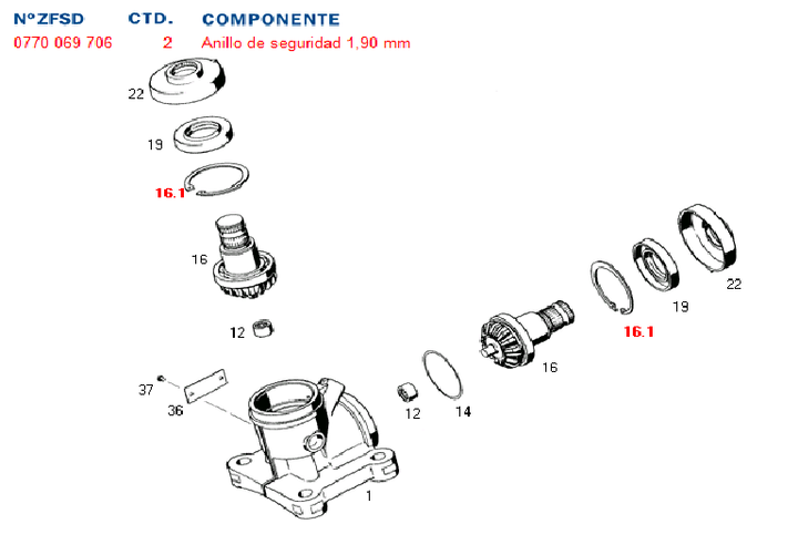 Seguro caja direccion ajuste 2.00 mm caja angular 7860 - Imagen principal