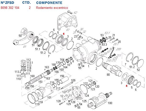 Ruleman caja direccion de rodillos eje sector (excluisvo zf) - Imagen principal