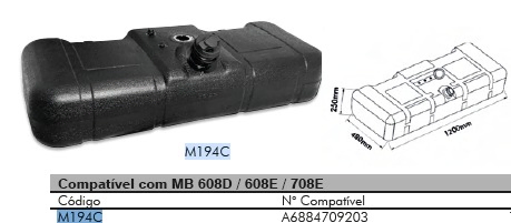Tanque combustible plastico 120 lt rect 1.2x0.48x0.25 mb 608d/708 - Vista 2