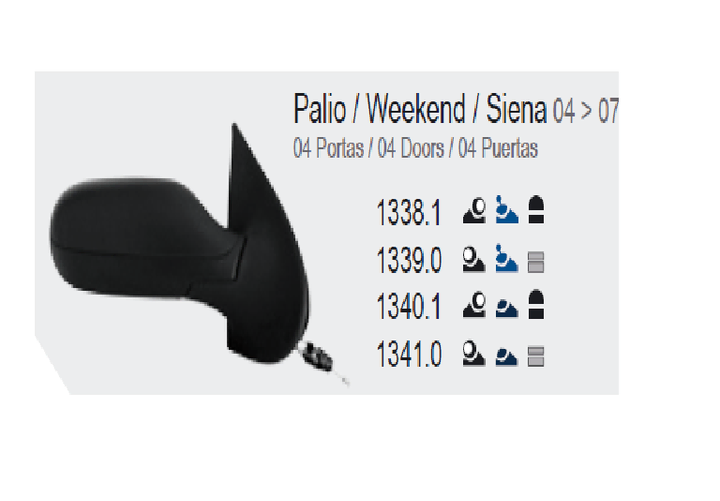 Espejo 4 ptas c/control izq - Imagen principal