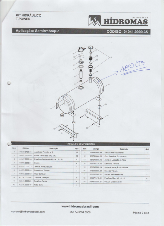 Kit hidraulico tanque red 180 lts. con bomba de 82 bar/8dientes - Vista 2
