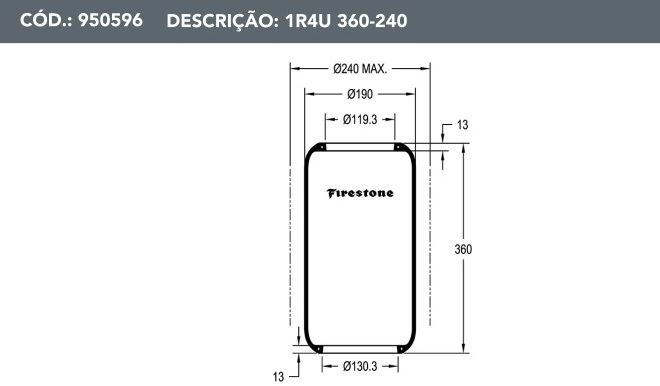Vejiga susp.(goma) 1r4u-380-270 trasera frente - Vista 3