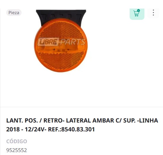 Faro lateral ambar 12/24v modelo 2018 - Imagen principal